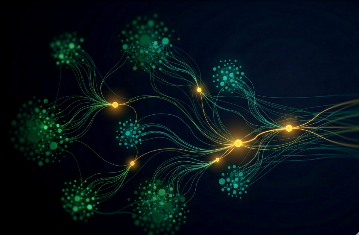 Abstract netwerk visualisatie voor Moving Spirits